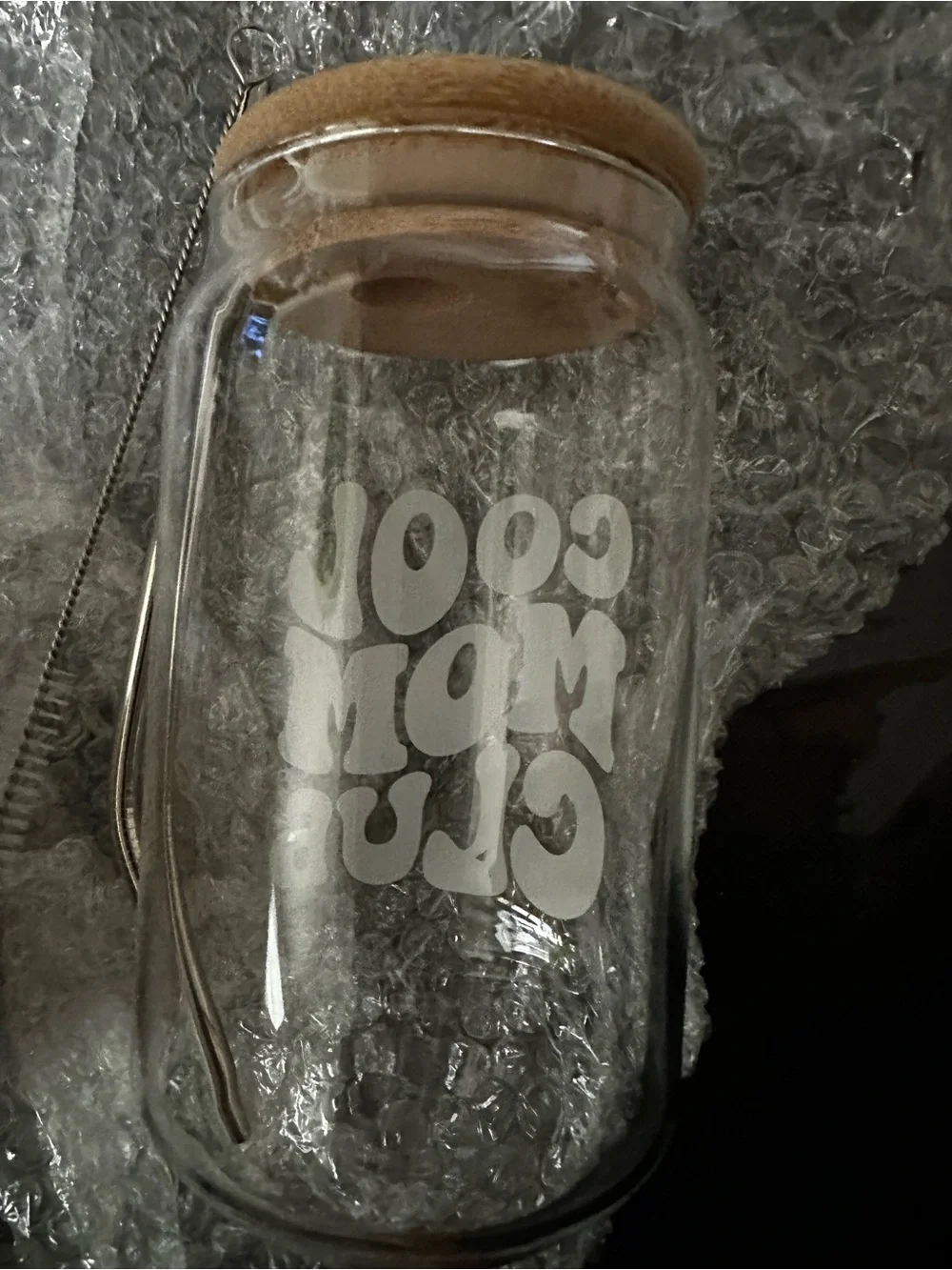 Clear Glass Canister with Bamboo Lid - Cool Mom Club Design